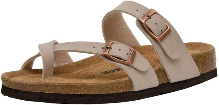 CUSHIONAIRE Women’s Luna Cork Footbed Sandal With +Comfort