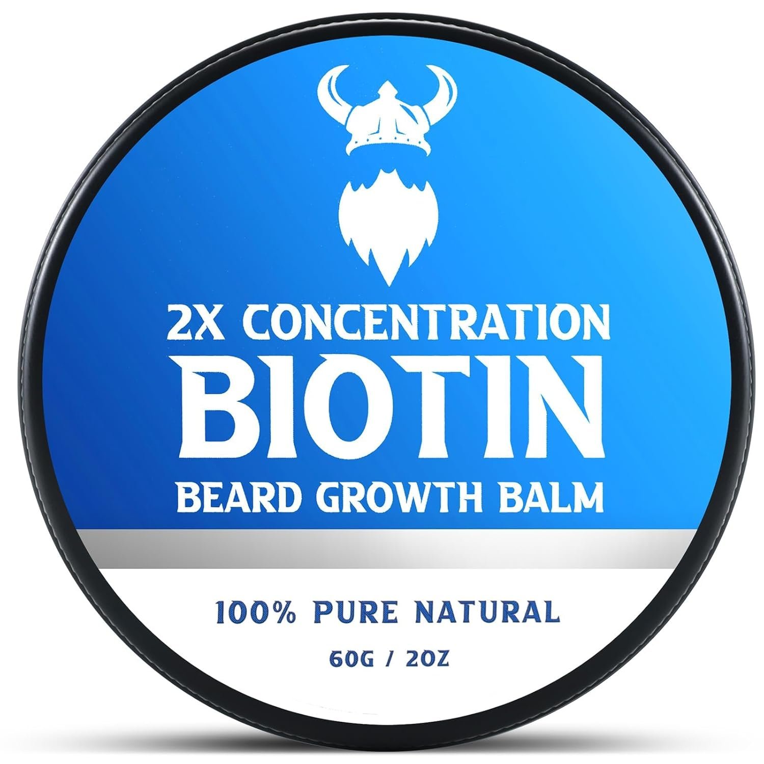 2X Concentration Biotin Beard Balm for Men & Conditioning Beard Wax - Made with Castor Oil Natural and Organic Ingredients - Hydrates & Thickens Facial Hair Growth- 2 Ounce Tin