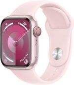 Apple Watch Series 9 [GPS + Cellular 41mm] Smartwatch with Pink Aluminum Case with Pink Sport Band S/M. Fitness Tracker, Blood Oxygen & ECG Apps, Always-On Retina Display (Renewed)