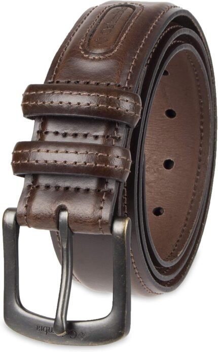 Columbia Men's Double Loop Belt-Casual Dress with Single Prong Buckle for Jeans Khakis