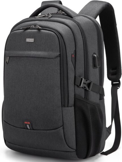 DUSLANG 17 Inch Laptop Backpack for Travel Water Resistant College Backpack for Men/Women Laptop Bag with USB Charging Port,Black