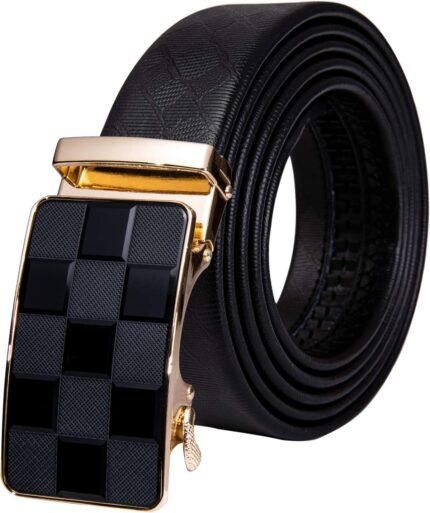 Dubulle Designer Ratchet Belt for Men Leather Fashion Adjustable Automatic Buckle Sliding Removable Dress Casual