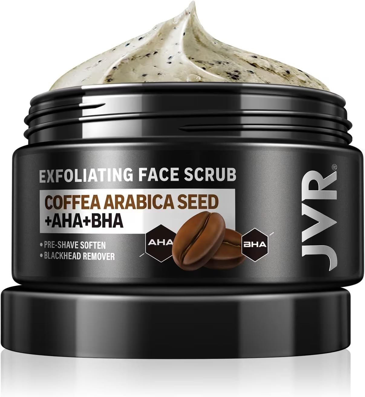 Face Scrub for Men, Facial Scrub for Deep Exfoliating, Cleansing, Removing Blackheads, Ingrown Hairs, Pre-shave Soften, Organic Formulated with Coffee Extract, AHA and BHA Face Exfoliator (4.23 oz)