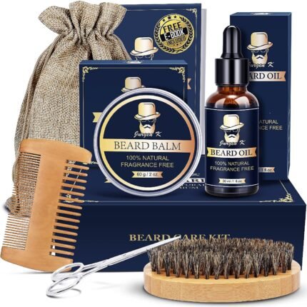 Gifts for Men, Beard Kit with Beard Oil, Balm, Brush, Comb, Birthday & Christmas Gifts for Dad, Husband, Boyfriend, Brother, Son or Friend