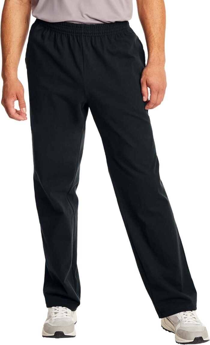 Hanes Essentials Sweatpants, Men’s Cotton Jersey Pants with Pockets, 33”