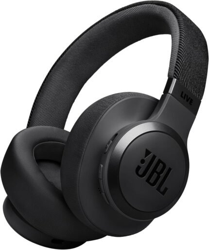 JBL LIVE 770NC - Wireless Over-Ear Headphones with True Adaptive Noise Cancelling with Smart Ambient, Up to 65 hours of battery life, Comfort-fit fabric headband & carrying pouch (Black)