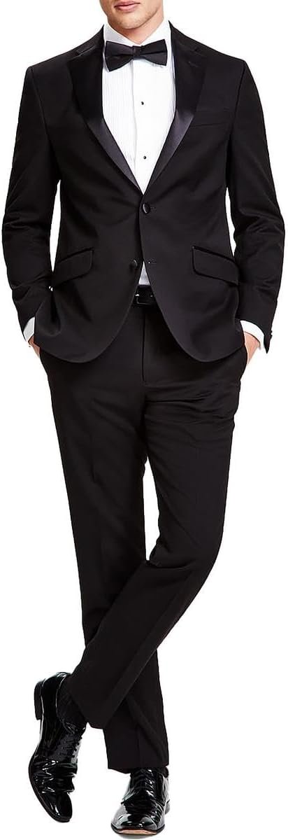 Kenneth Cole REACTION Men's Performance Fabric Tuxedo, Formal Suit for Black Tie