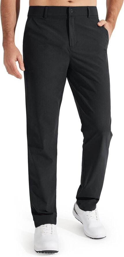 Libin Mens Golf Pants Stretch Work Dress Pants 30"/32"/34" Quick Dry Lightweight Casual Comfy Trousers with Pockets