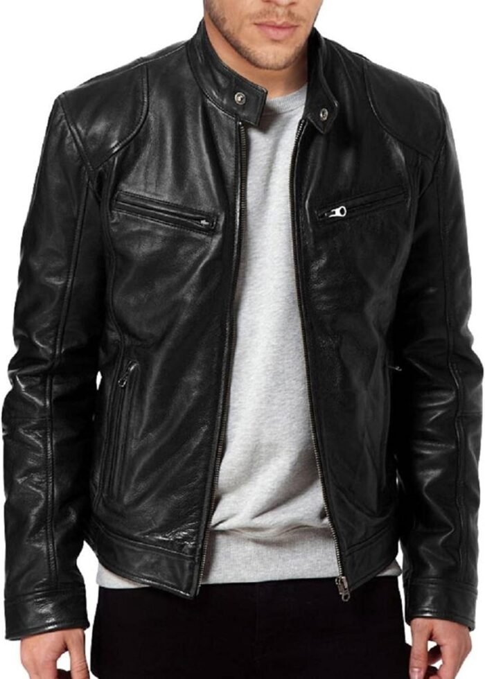 Men’s SWORD Genuine Lambskin Leather Biker Jacket