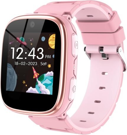 Smart Watch for Kids 4-12 Years Old with 15 Games Camera Alarm Video Music Player Pedometer Flashlight Birthday Gift for Boys Girls (Pink)