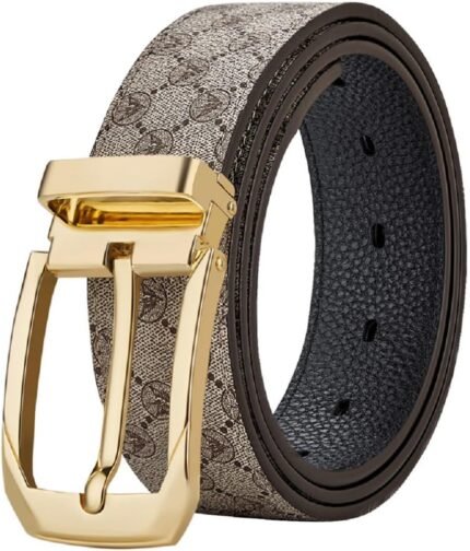 VANNANBA Designer Belts for Men,Leather Dress Casual Belt with Single Prong Buckle