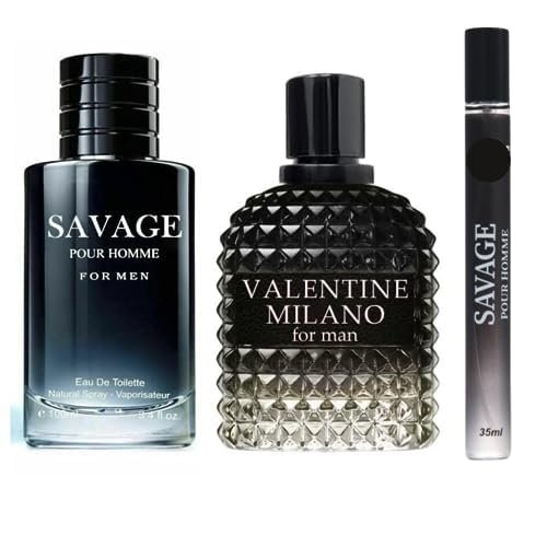 & Valentine Cologne Combo Set for Men - Eau De Toilette Natural Spray, 3.4 Fl Oz Each, Pack of 3